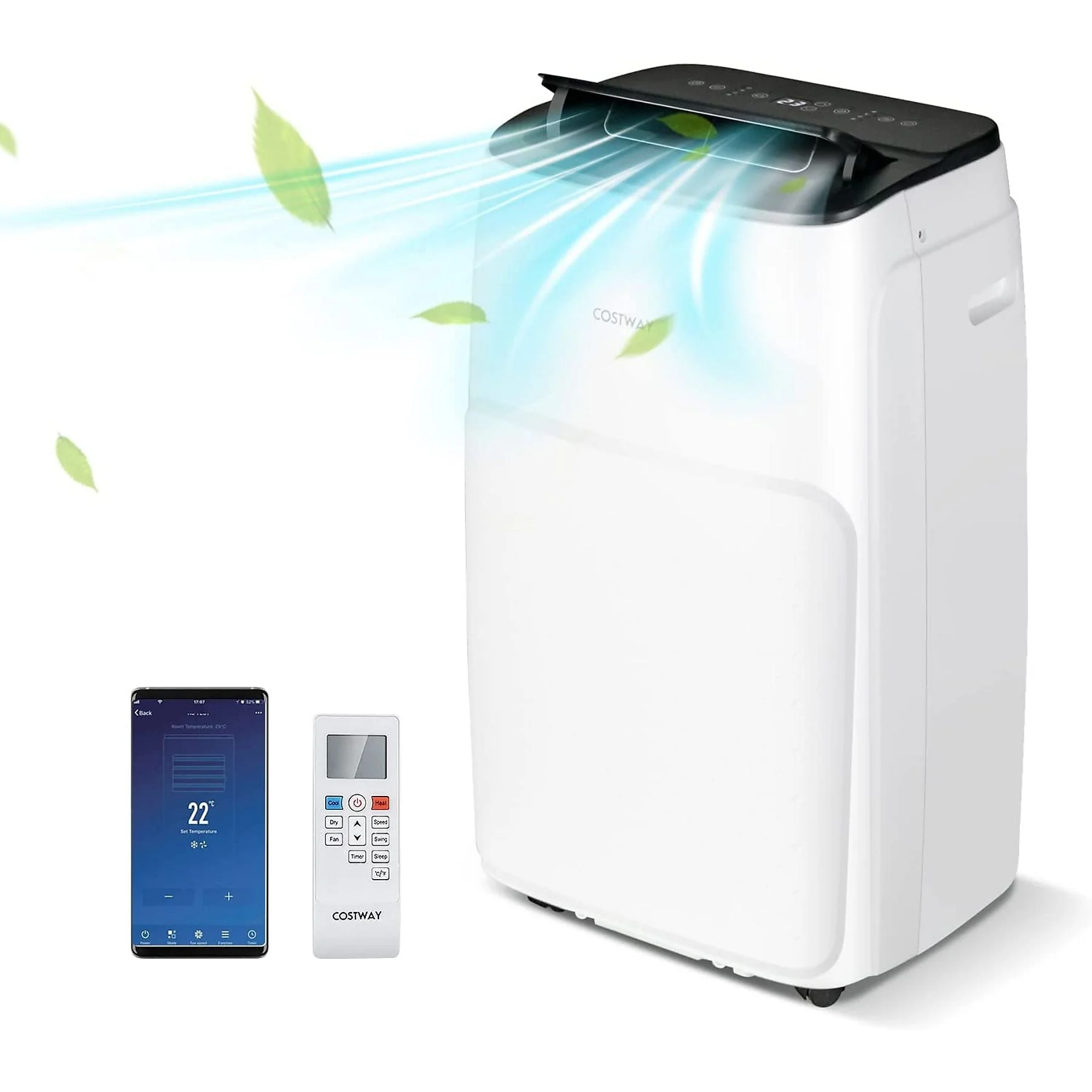 COSTWAY 12000 BTU Heizlüfter Klimagerät Weiß 40 qm EEK A
