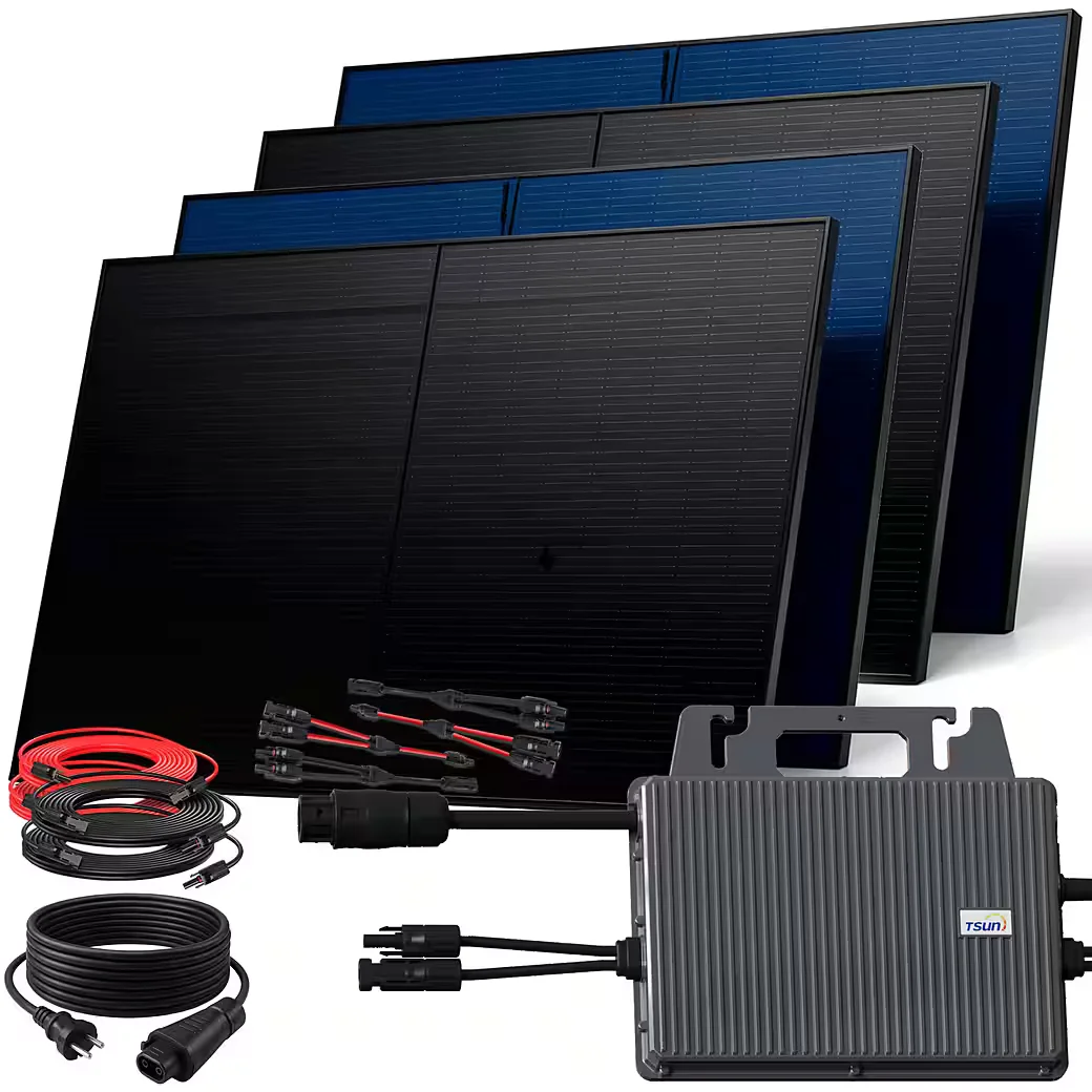 Balkonkraftwerk 2000W BIFAZIAL FULLBLACK Komplettset Steckdose Schuko