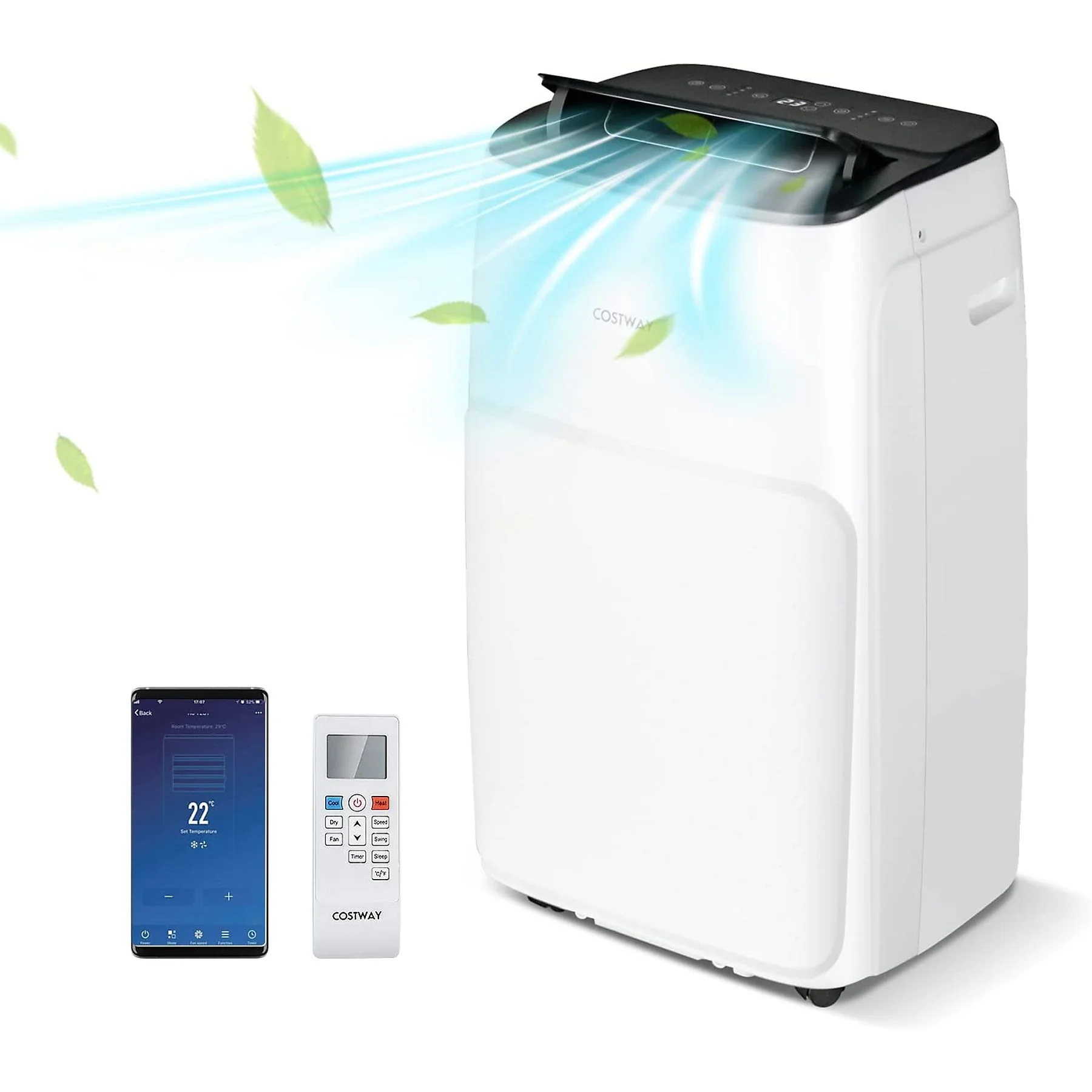 COSTWAY Heizlüfter Klimagerät 14000 BTU Weiß bis 30 qm EEK A