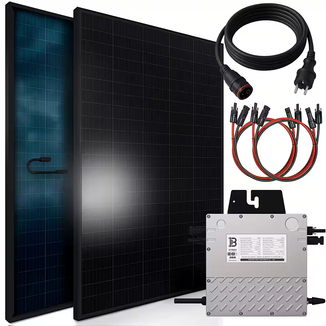 Balkonkraftwerk 920 W bifazial Full Black Komplettset Steckdose